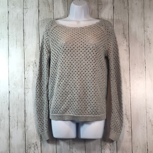 Loft Open Knit Bluish Gray Sweater Small - Picture 1 of 6